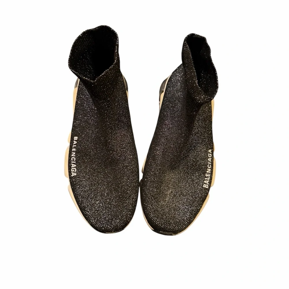 Balenciaga Women's Glitter Black Sock Sneakers